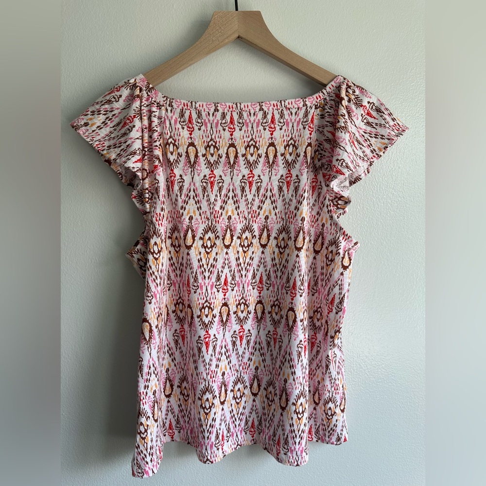 Loft Ikat Ruffle Tank Top Size Medium NWT - Picture 4 of 6